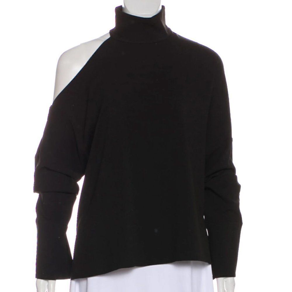 ‎TIBI One-Shoulder Long Sleeve Black Top sz S